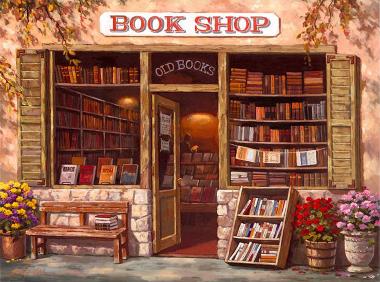 Book Shop painting - Sung Kim Book Shop art painting